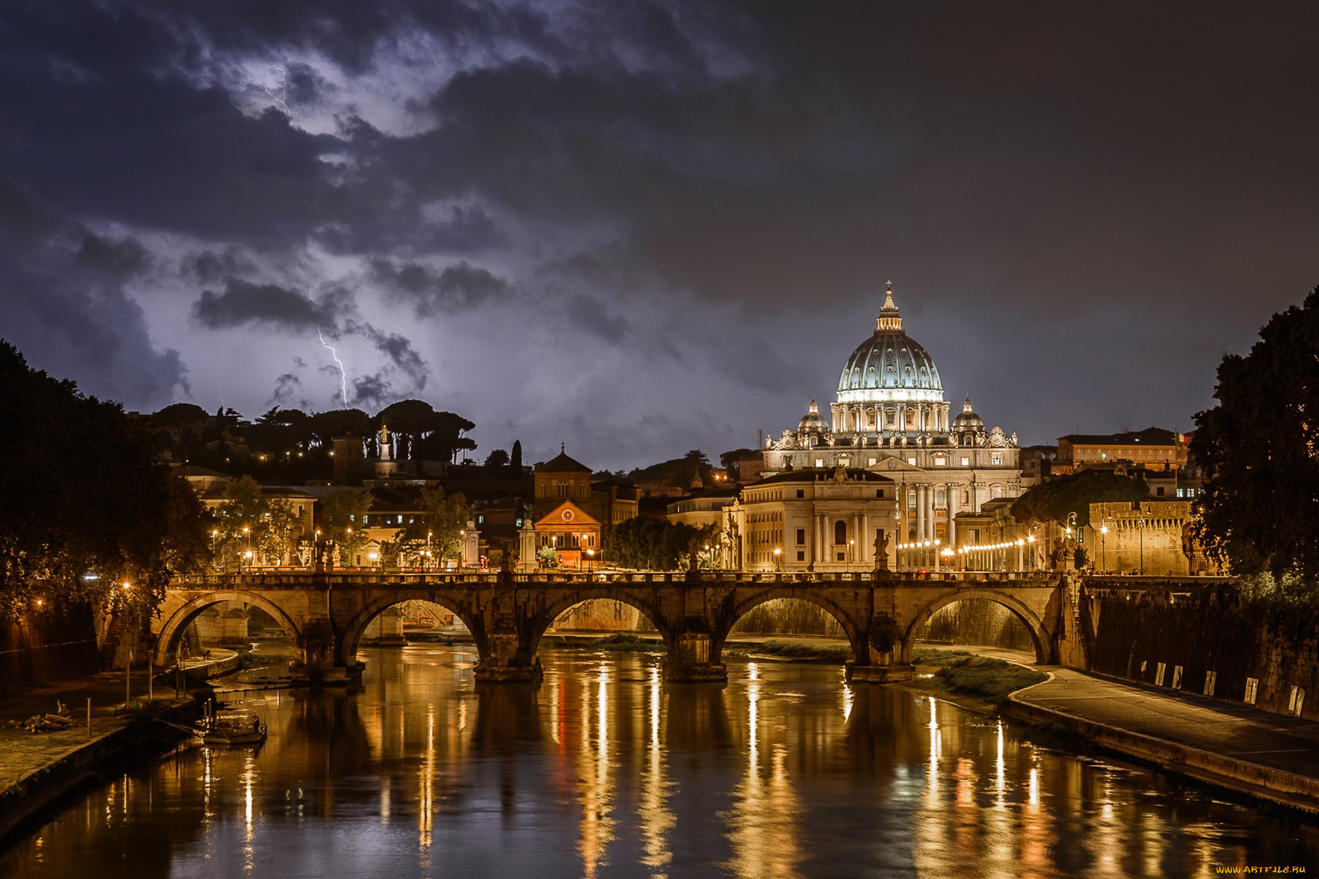 lightning over st, peter`s, , ,   , , , , 